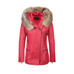 Veste en Cuir et col Fourrure
