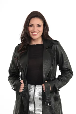 BELINDA_CROCO_NOIR_IMG_1280 BELINDA CROCO NOIR. Trench agneau imprimé croco