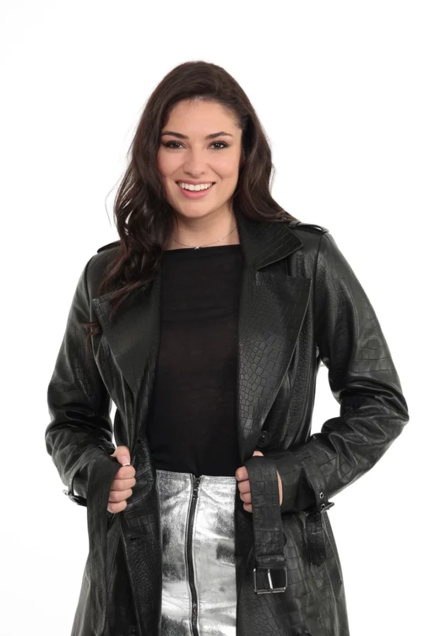 BELINDA_CROCO_NOIR_IMG_1280 BELINDA CROCO NOIR. Trench agneau imprimé croco