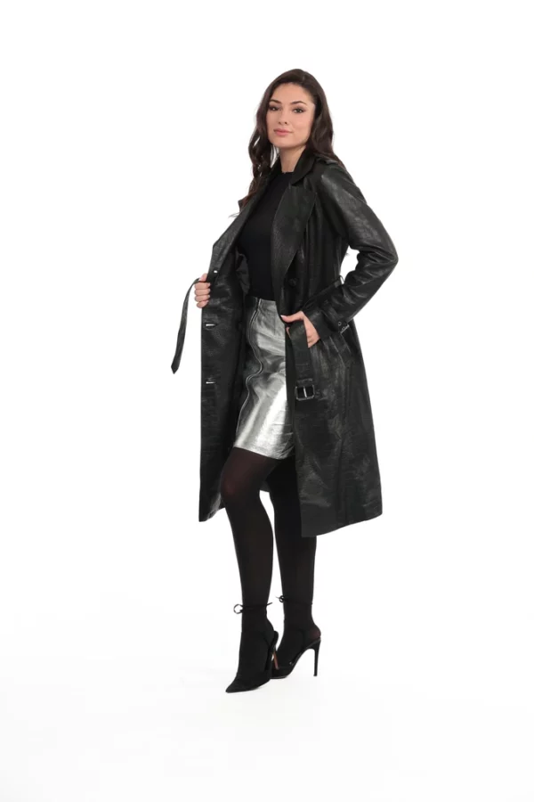 BELINDA_CROCO_NOIR_IMG_1281 BELINDA CROCO NOIR. Trench agneau imprimé croco