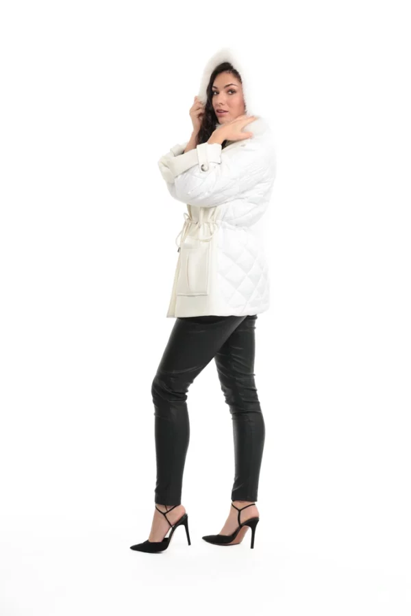 CATANE_BLANC_IMG_0089 Veste Catane Blanc. Veste en Laine Col Renard