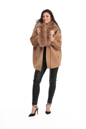 Veste Come Gold. Veste en Laine Col Renard