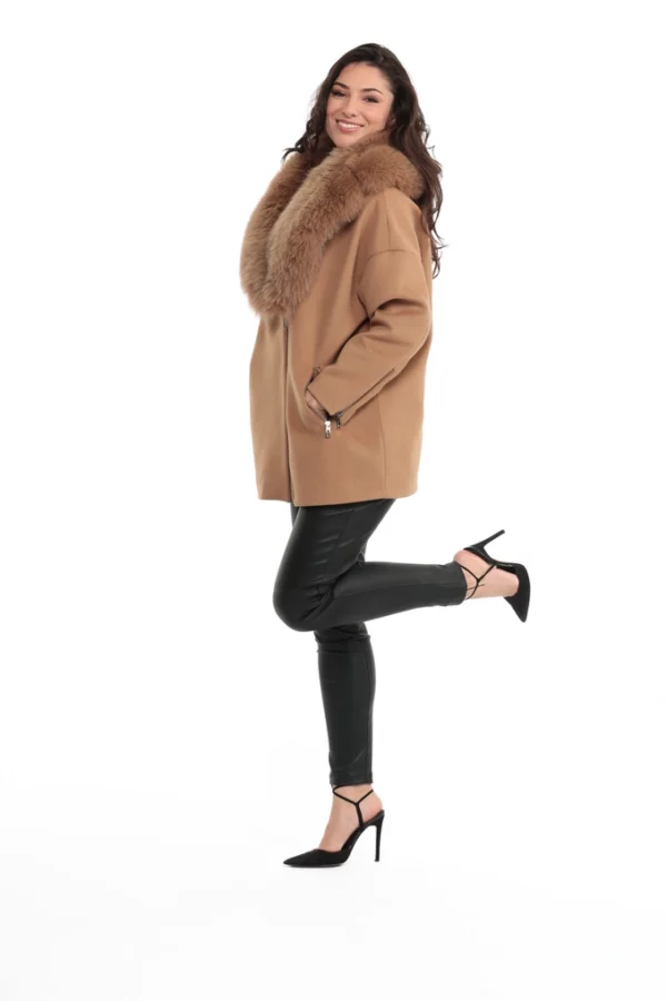 Veste Come Gold. Veste en Laine Col Renard