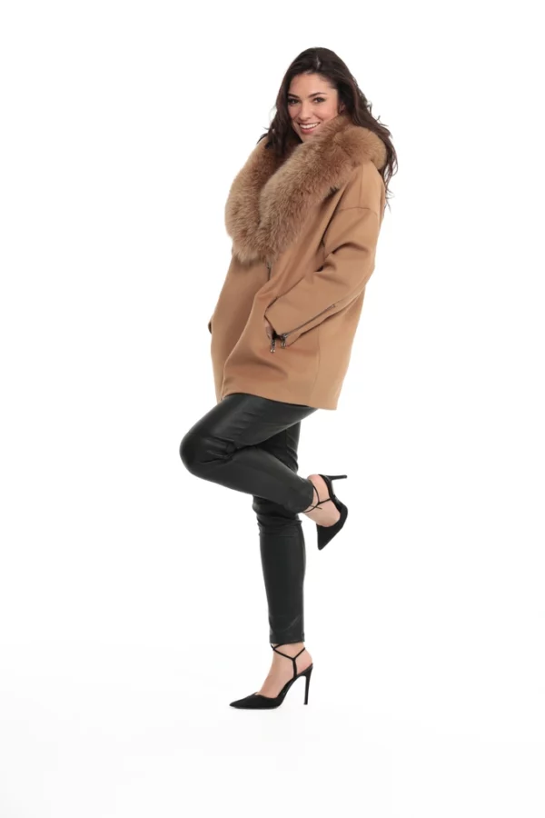 Veste Come Gold. Veste en Laine Col Renard