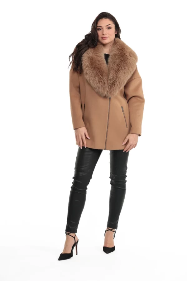 Veste Come Gold. Veste en Laine Col Renard