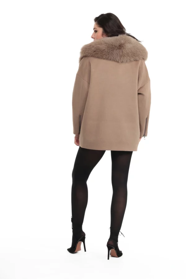 Veste Come Taupe. Veste en Laine Col Renard