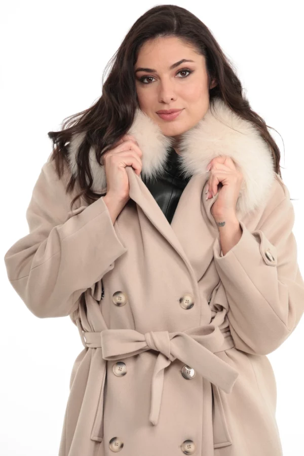 MATERA_ECRU_IMG_0620 Veste Matera Ecru. Veste en Laine Col Renard