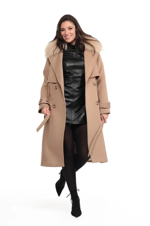 MATERA_TAUPE_IMG_0686 Veste Matera Taupe. Veste en Laine Col Renard