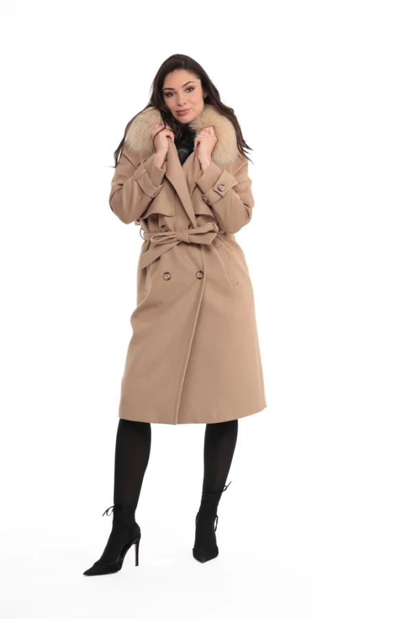 MATERA_TAUPE_IMG_0692 Veste Matera Taupe. Veste en Laine Col Renard