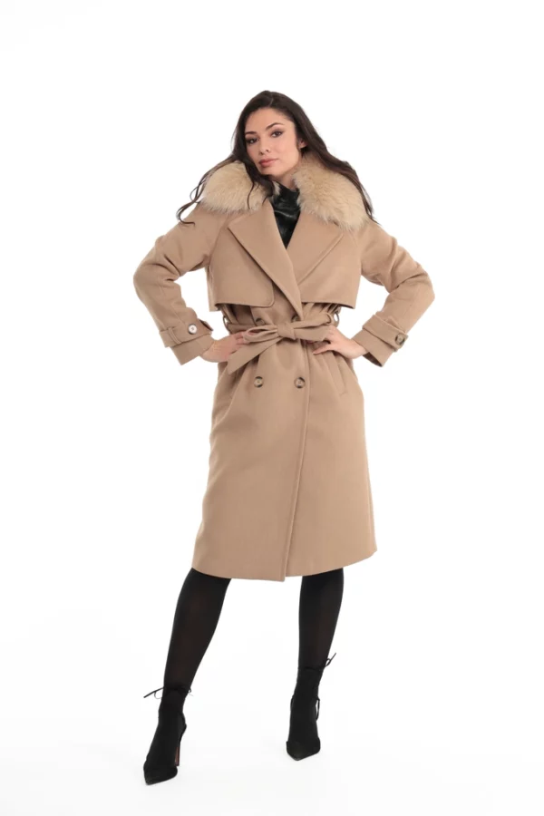 MATERA_TAUPE_IMG_0694 Veste Matera Taupe. Veste en Laine Col Renard