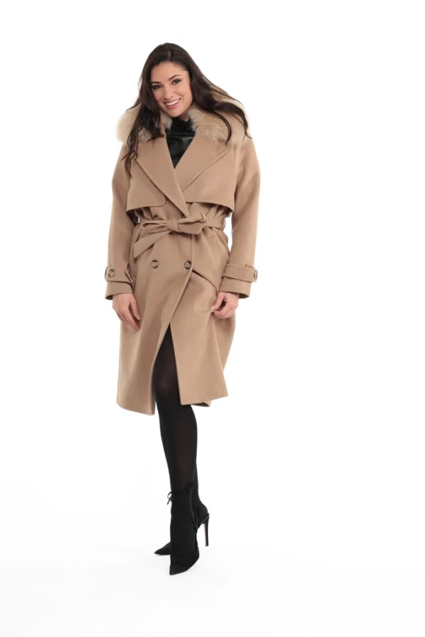 MATERA_TAUPE_IMG_0697 Veste Matera Taupe. Veste en Laine Col Renard