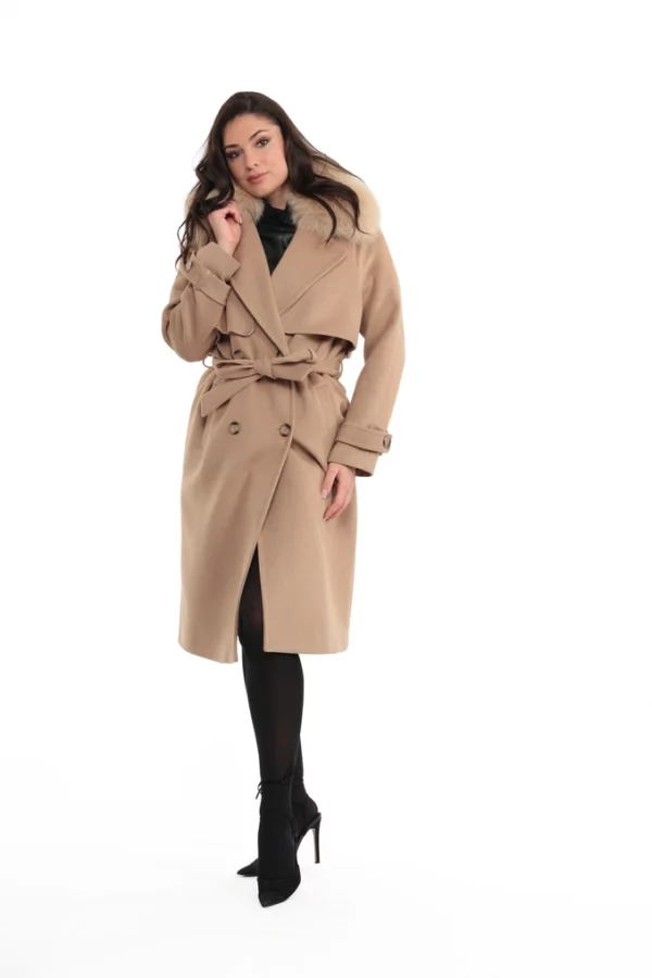 MATERA_TAUPE_IMG_0699 Veste Matera Taupe. Veste en Laine Col Renard