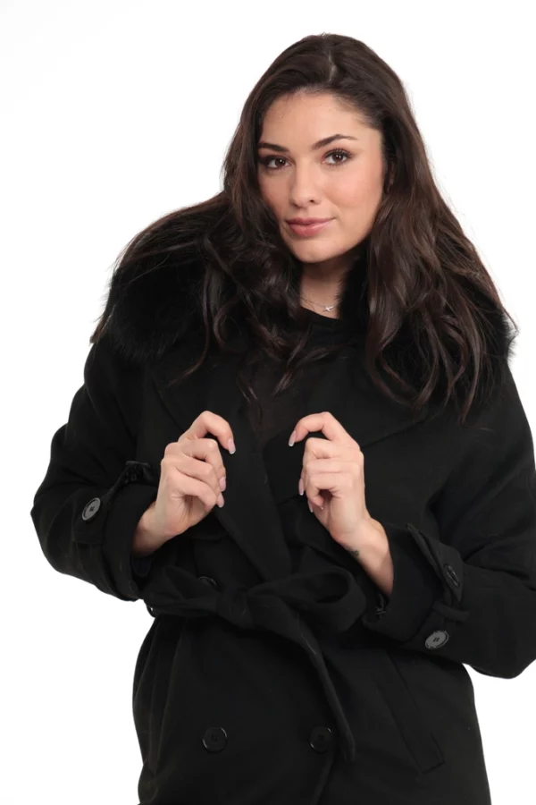 Veste Naple Noir. Veste en Laine Col Renard