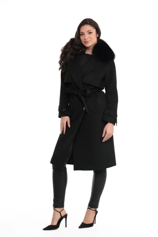 Veste Naple Noir. Veste en Laine Col Renard