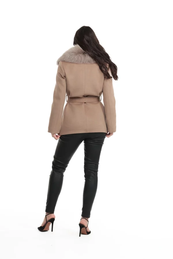 Veste Pessaro Taupe. Veste en Laine Col Renard