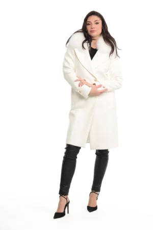 ROME_BLANC_IMG_0102 Manteau Rome Blanc. Manteau en Laine Col Renard