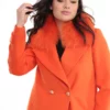 Manteau Rome Orange. Manteau en Laine Col Renard