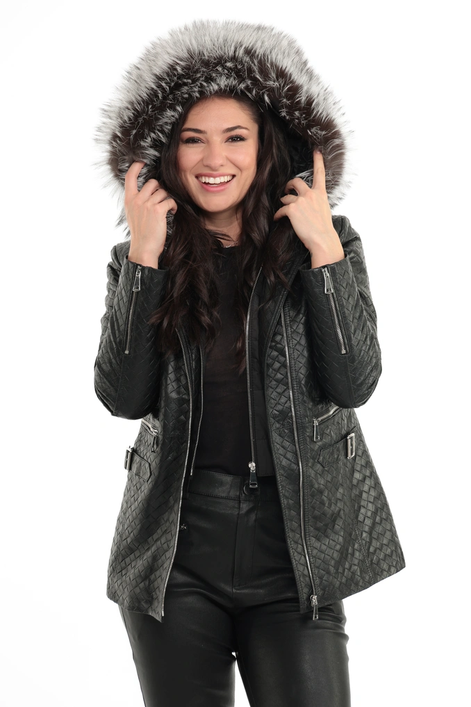 Manteau Rome Orange. Manteau en Laine Col Renard