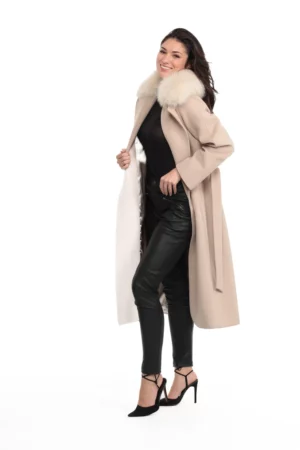 TORINO_ECRU_IMG_0369 Manteau Torino Ecru. Manteau en Laine Col Renard