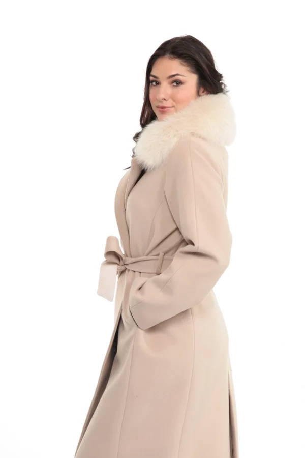 TORINO_ECRU_IMG_0390 Manteau Torino Ecru. Manteau en Laine Col Renard