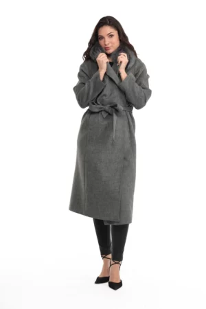 TORINO_GRIS_IMG_0473 Manteau Torino Gris. Manteau en Laine Col Renard