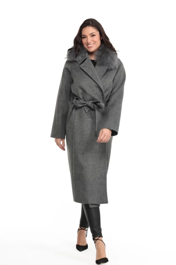TORINO_GRIS_IMG_0475 Manteau Torino Gris. Manteau en Laine Col Renard