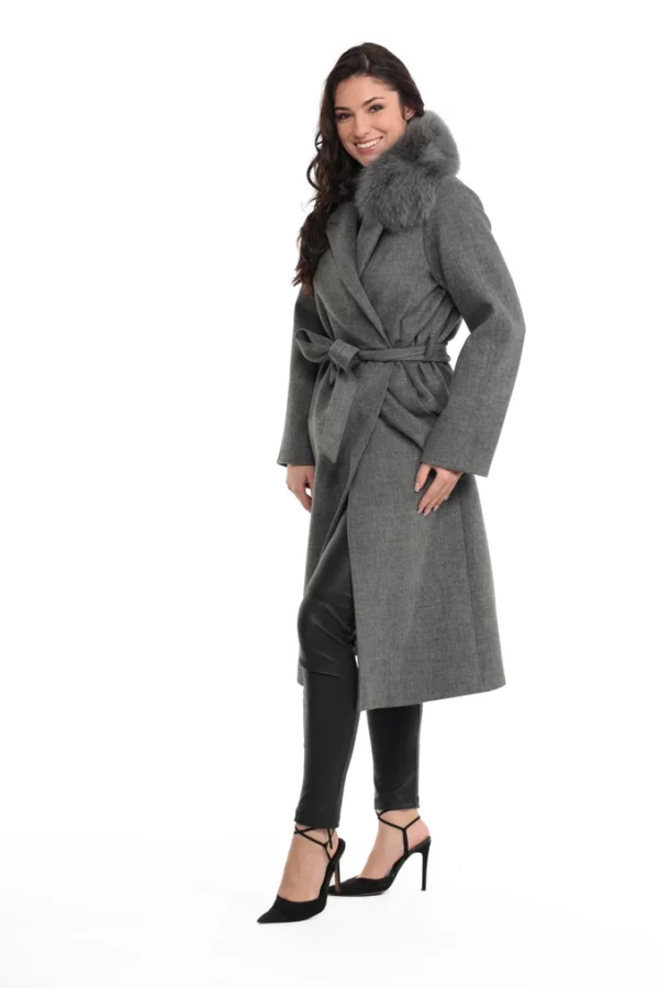 TORINO_GRIS_IMG_0481 Manteau Torino Gris. Manteau en Laine Col Renard