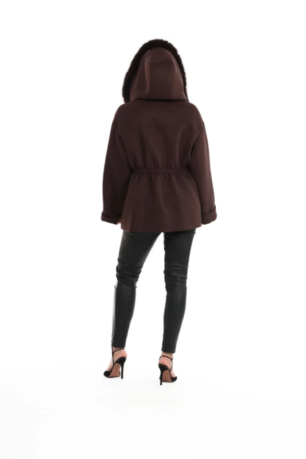 Veste Verone Marron. Veste en Laine Col Renard