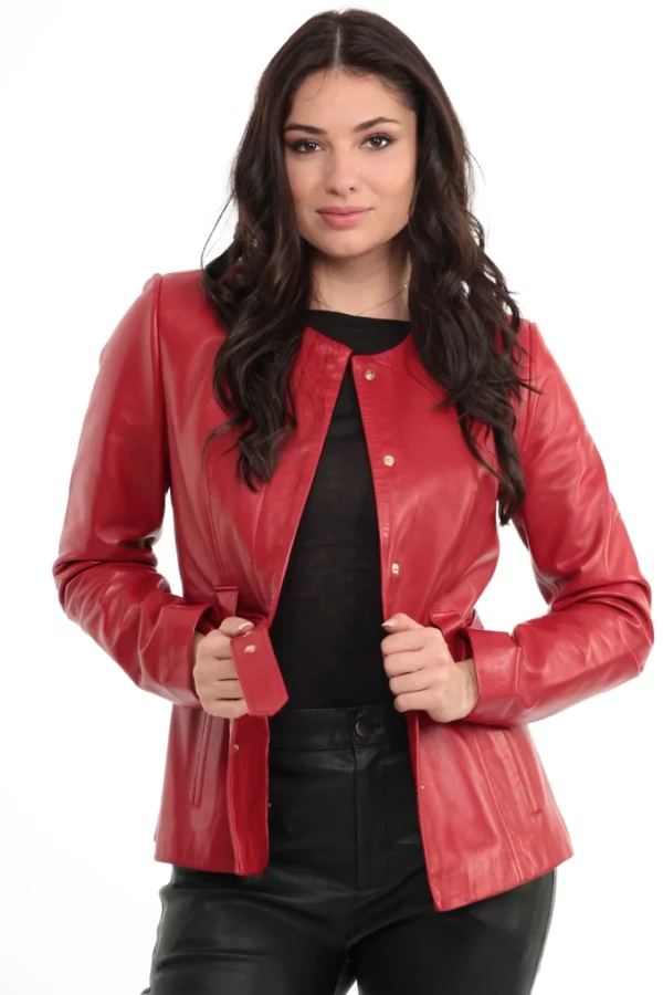 La Veste Zoe Rouge en Agneau