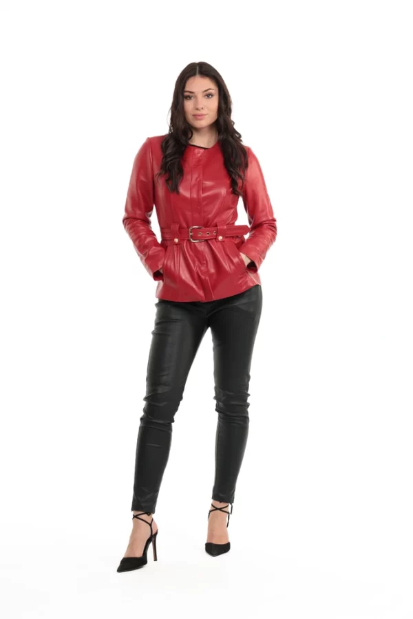 La Veste Zoe Rouge en Agneau