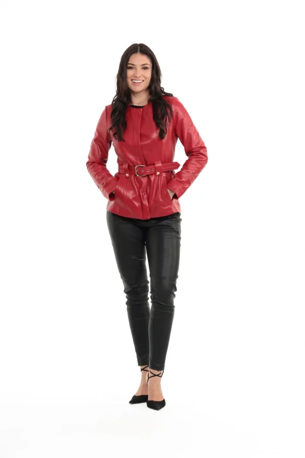 La Veste Zoe Rouge en Agneau